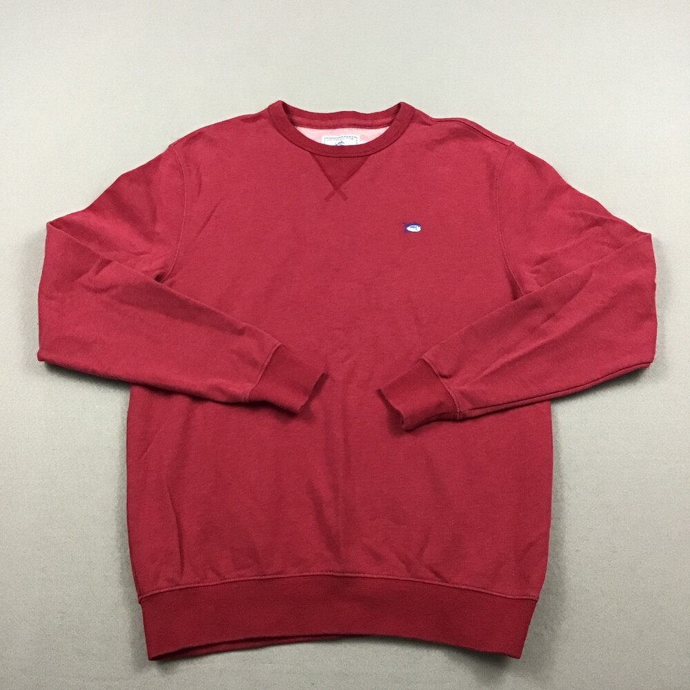 Southern Tide Sweater Men Small Red Solid Logo Embroidery Crewneck Pullover S